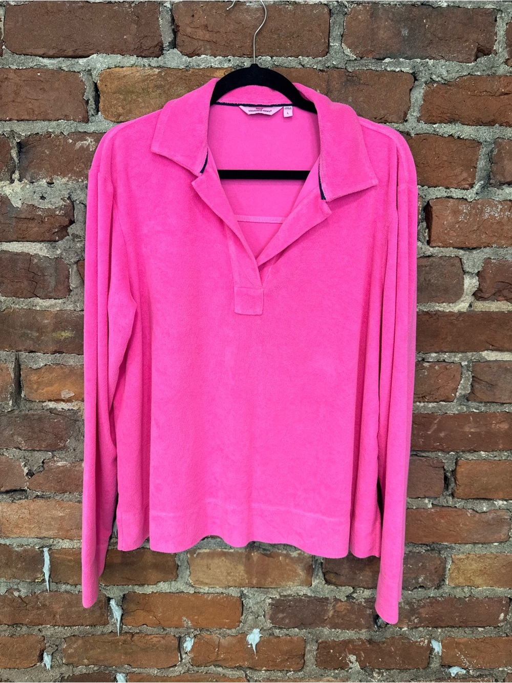 Vineyard Vines Women’s Hot Pink Long Sleeve Terry Cloth Sweatshirt (80% Cotton)